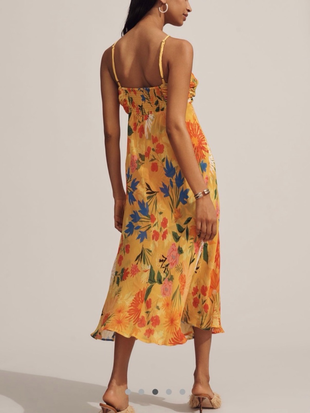 NWT By Anthropologie Halter Slip Dress - yellow floral - size large - Picture 7 of 9